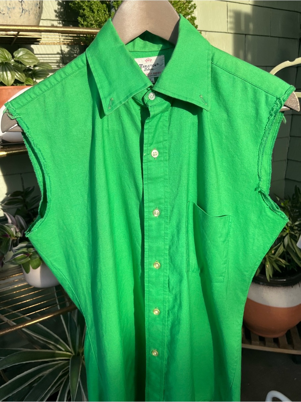 1960s Vintage Tarleton Deluxe Green Short Sleeve Button Down